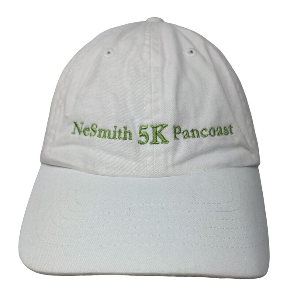 NeSmith 5K Pancoast Slideback Hat White OSFM Embroidered 6 Panel KC Caps Cotton